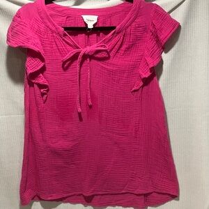 Andree Pink Ruffle Sleeve Blouse